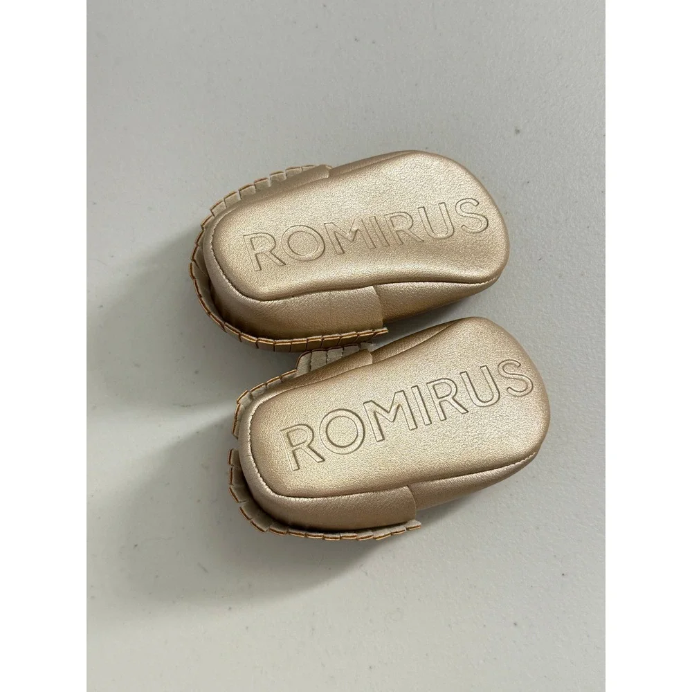 New Romirus Baby Girls Rose Gold Fringe Soft Sole Moccasins‎ Shoes 1 0-6 Months